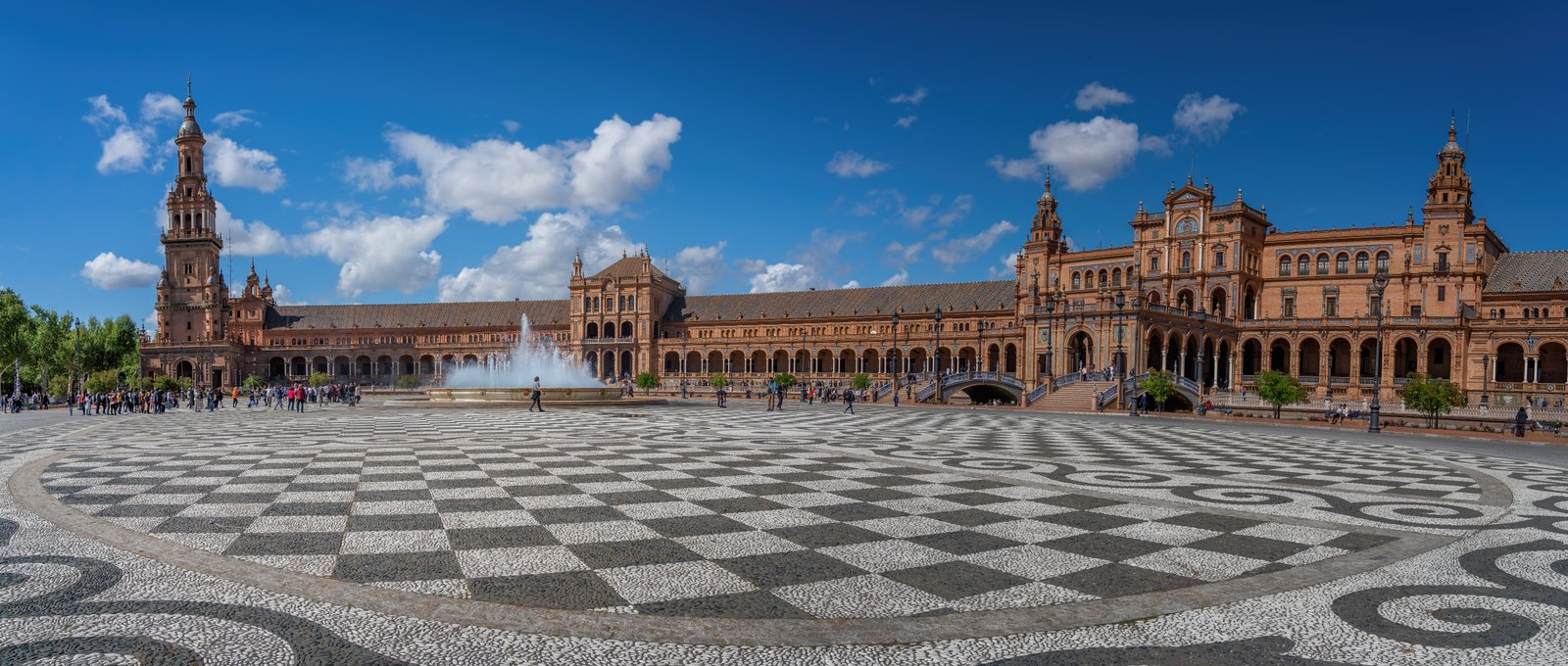Panoramic View of Plaza de Espana - Seville, Andalusia, Spain